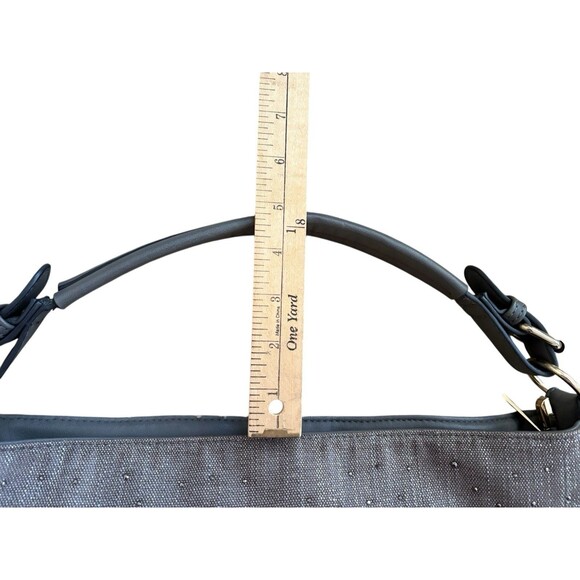 Mellow World Shoulder Bag Brown Metallic Thread Studded Gemstones Vegan Leather - Picture 13 of 13